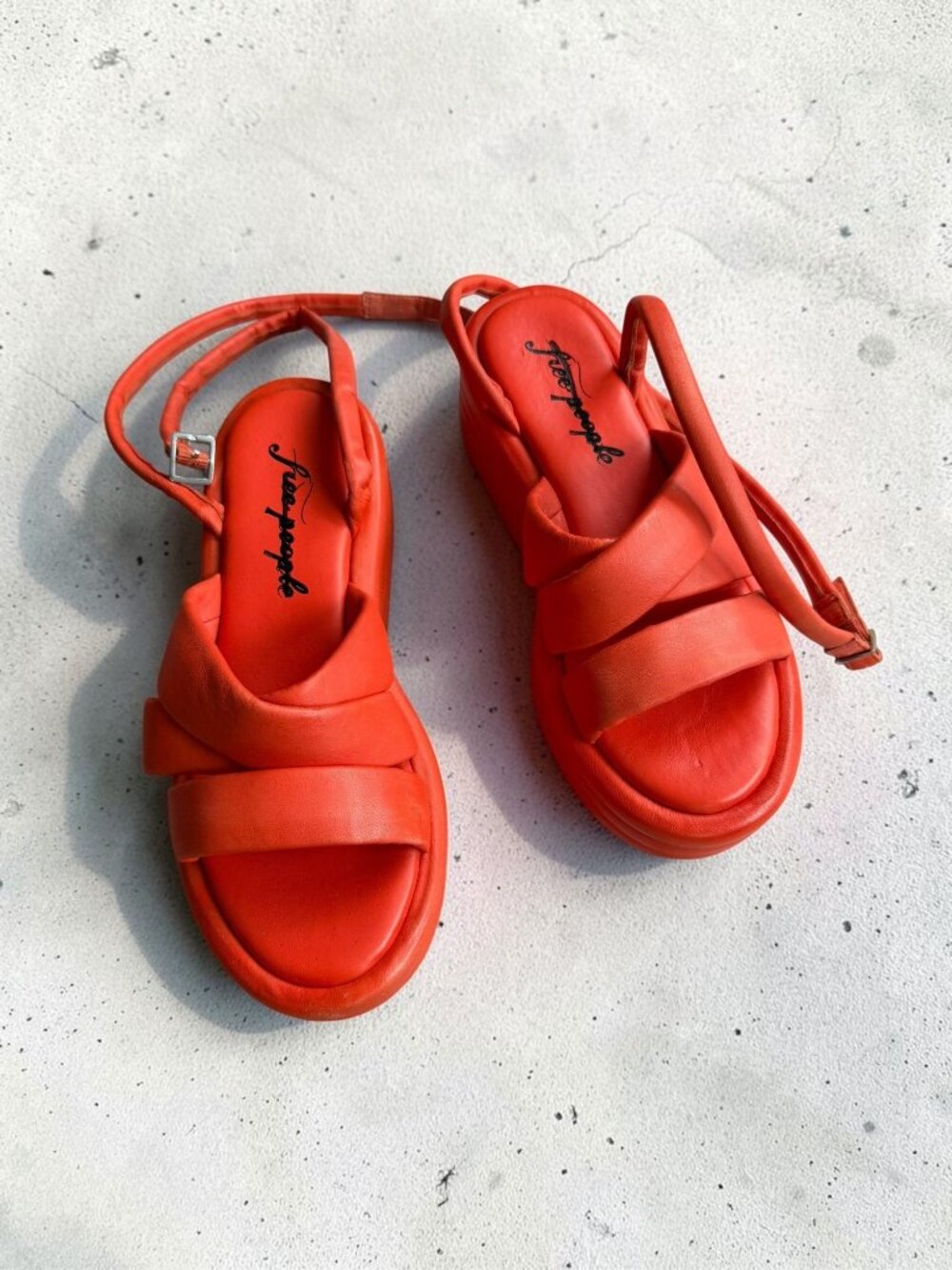 FREE PEOPLE Orange Platform Lace Up Sandals Sz 38 / US 8 NEW NWOB
